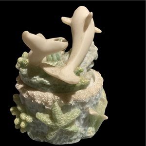 Playful Dolphins Atop Ocean Coral 3” Trinket Box